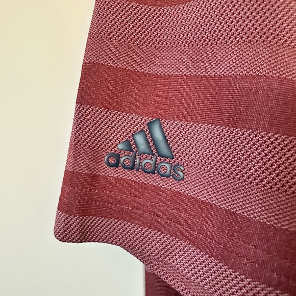 Men's Adidas Red Striped Polo Shirt Size 2XL - Picture 3 of 5
